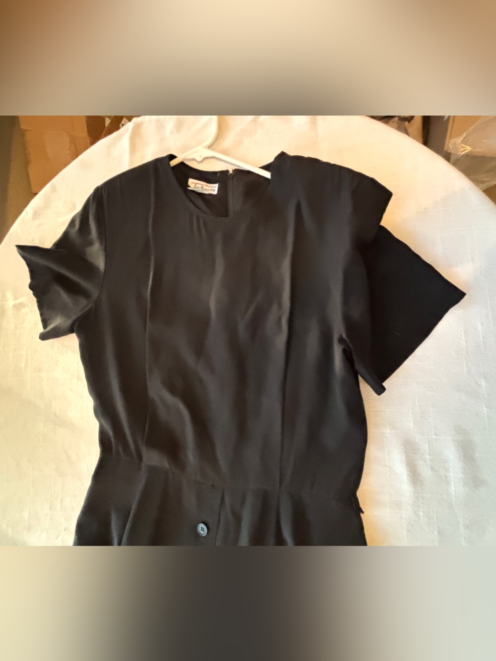 Talbots Beautiful Classic Black Silk Vintage Short Sleeve Midi Dress Women’s 12 - Picture 3 of 8